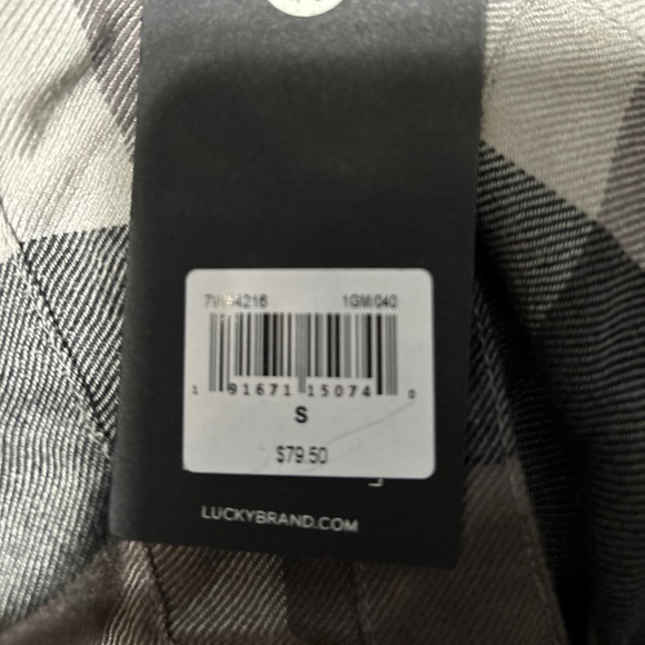 NWT Lucky Brand Womens size small long sleeve shirt. Black and gray plaid. - Picture 3 of 4